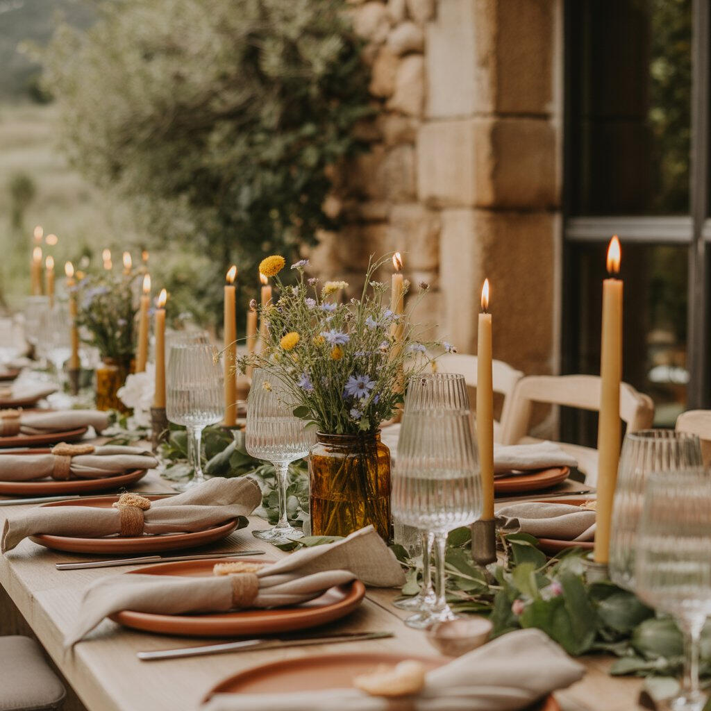 Mesa preparada para microboda en Navarra